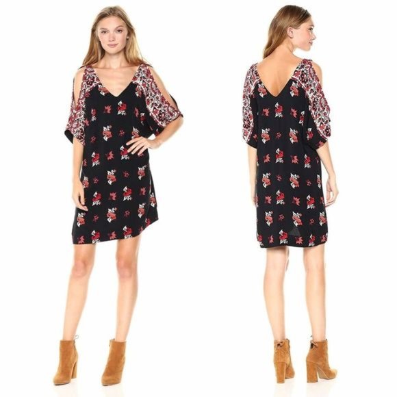 Ella Moss Vintage Floral Cold Shoulder Dress XS - Picture 1 of 16